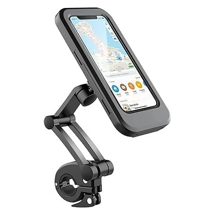 Waterproof Mobile Holder for Bike with 360° Rotation | Universal Handlebar Phone Mount Stand for Motorcycle, Cycle | Touchscreen Compatible Case for All Smartphones (Black)