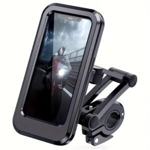 Bike Phone Mount Waterproof Cell Phone Holder 360 Rotation Motorcycle Smartphone Case Universal Bicycle Handlebar Sensitive Touch Screen Fit Below 4-7.2 Inches Smartphone (Black)