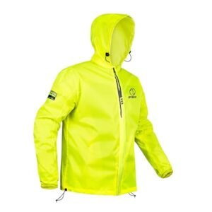 Unisex Adult H2Go Pro 3 Rain Standard Length Jacket I 15000mm Waterproof Nylon Shell | Motorcycle Riding Rain Jacket | Heat Sealed Seams | Drycore WR Zippers - Hi-Viz Green, Medium