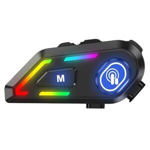 Motorcycle Helmet Bluetooth on Ear Headset, Connects to 2 Phones at The Same Time Using Music & GPS, IP67 Waterproof, Supports Android & iOS, Compatible with All Helmets