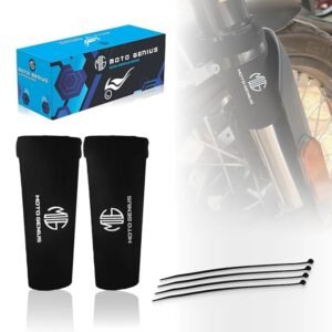 Universal Motorcycle Front Fork Seal Covers | Black Waterproof Fabric, Dust & Dirt Protection for Fork Seals