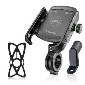 Mobile Holder for Bikes | (Black - Jaw Grip 360° Rotation) | Aluminium Phone Mount for Motorcycle, Bicycle, Scooter | GPS Navigation Support | Anti-Slip Clamp | Sturdy Build