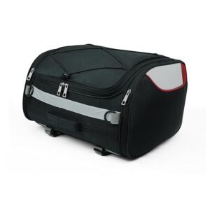 Polyester Motorcycle Tail Bag - Bike Seat Luggage Storage Saddle Bag with Rain Cover - 30L, Black