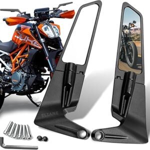 Universal Motorcycle Bike Mirrors Set Adjustable Rotating Rear View Mirror Stealth Wind Wing Side For All Bikes (York nut Fitting 8mm, 10mm)